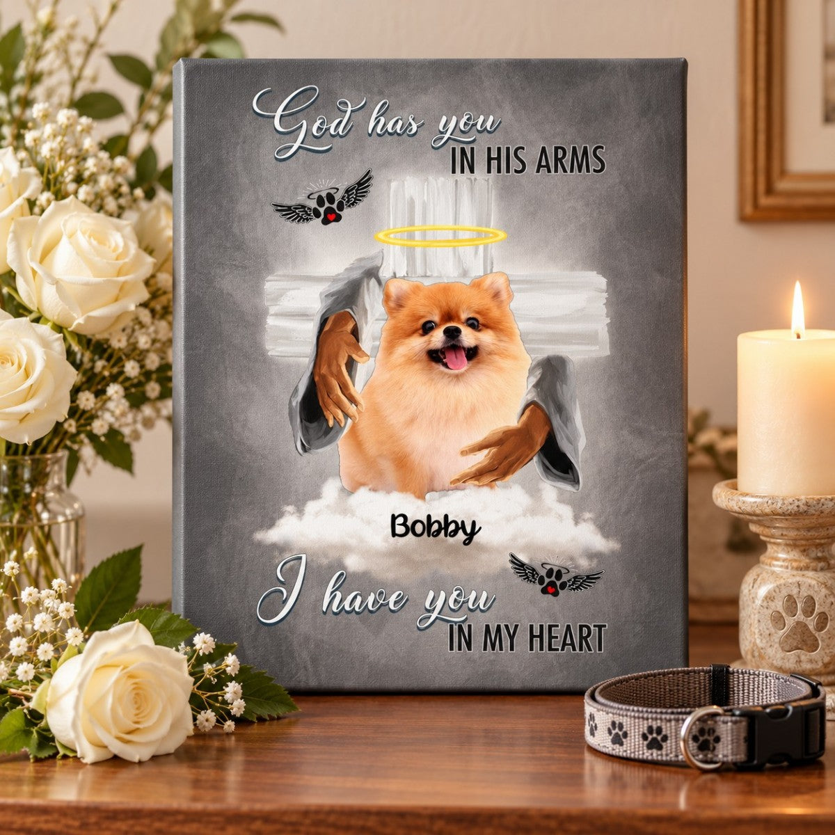 Memorial Gift - God has you in his arms, i have you in my heart Personalized Canvas