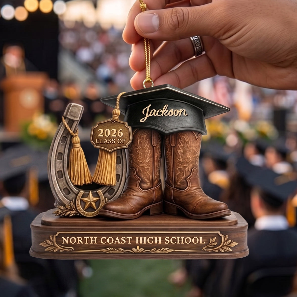 Custom Cowboy Boots Graduation Hanging Ornament – Class Of 2026 Keepsake For Seniors