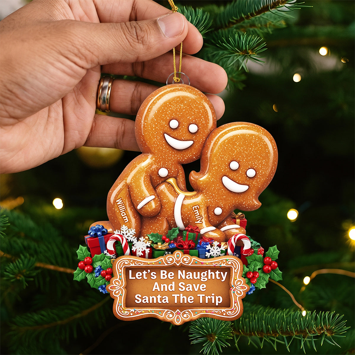 Personalized "Naughty Gingerbread Couple" Christmas Ornament – Gift For Couples