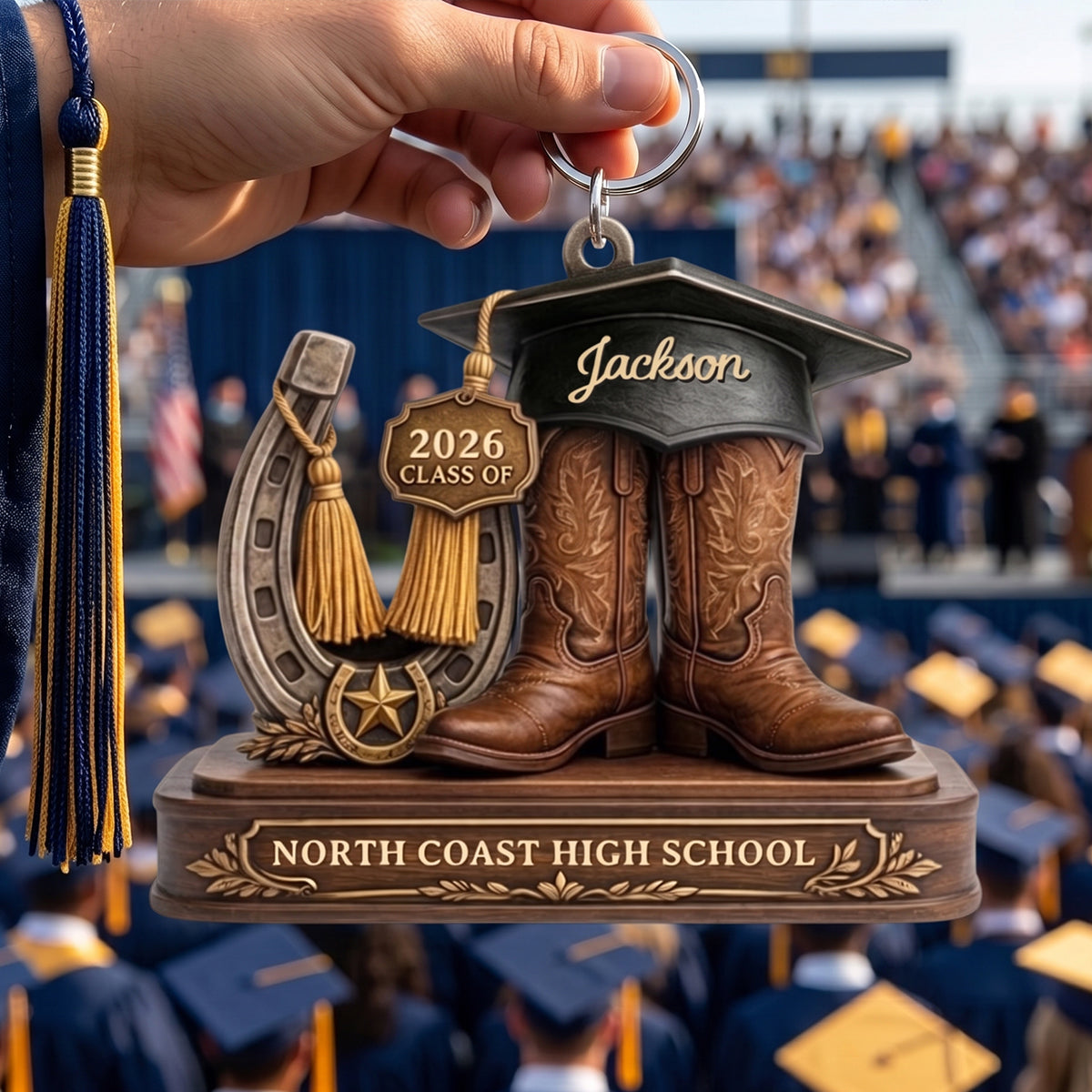 Custom Cowboy Boots Graduation Hanging Ornament – Class Of 2026 Keepsake For Seniors
