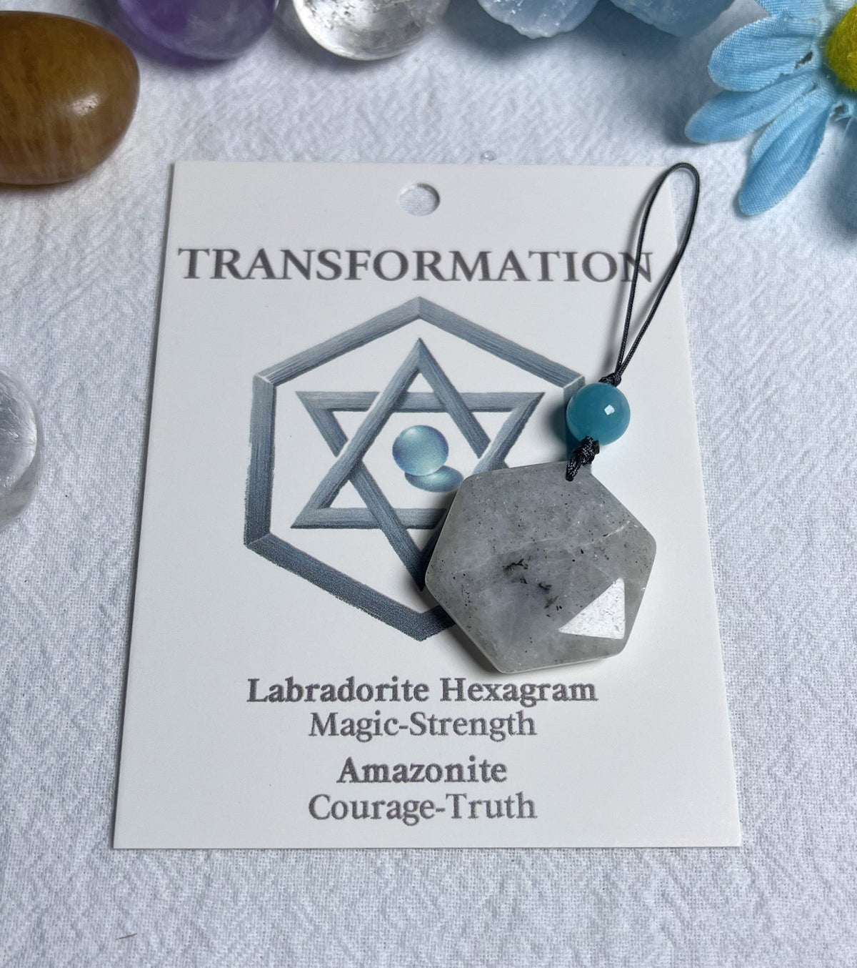 Natural crystal pendant-hexagon star crystal ornament
