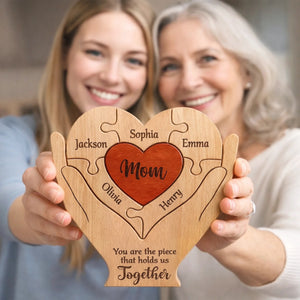 "You Are the Piece That Holds Us Together" – Personalized Wooden Family Puzzle – Mother's Day Gift For Mom, Mum, Mother