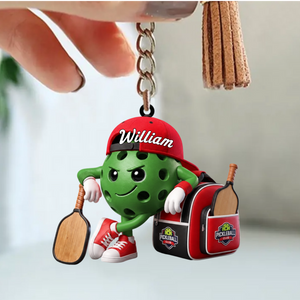Pickleball Player Personalized Cute Pickleball Mascot Keychain Gift For Pickleball Lovers
