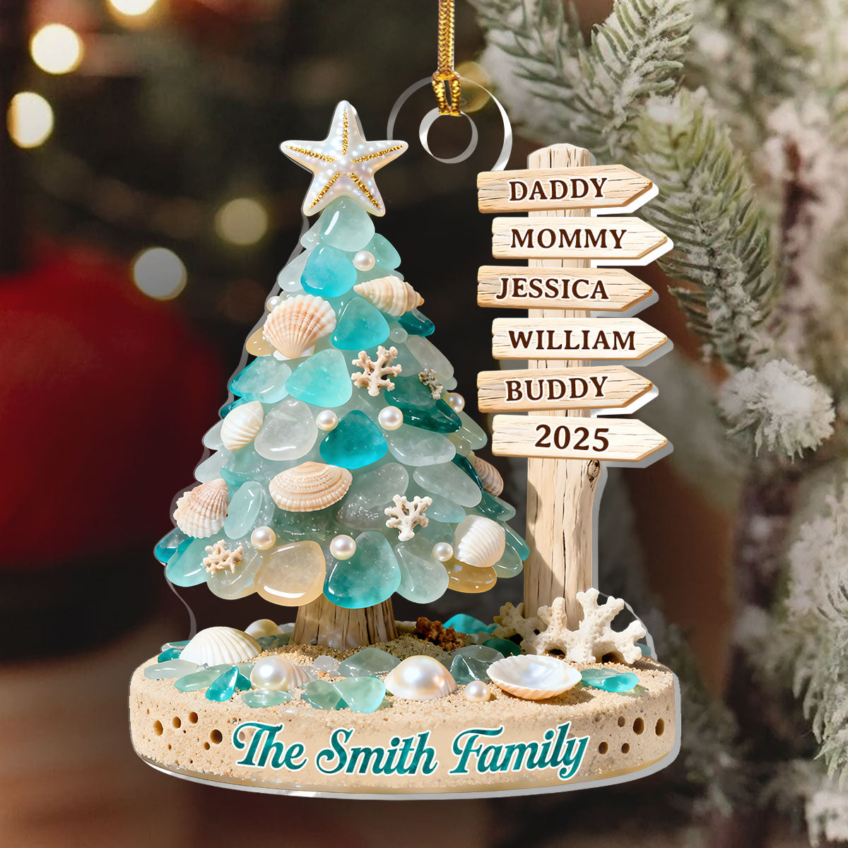 Seaside Christmas Harmony - Personalized 1-Layer Acrylic Ornament