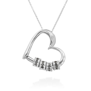 For The Greatest Mother-Mother Heart Necklace With Custom Name Beads
