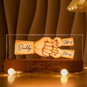 Daddy's Team Fist Bump Personalized Acrylic LED Night Light