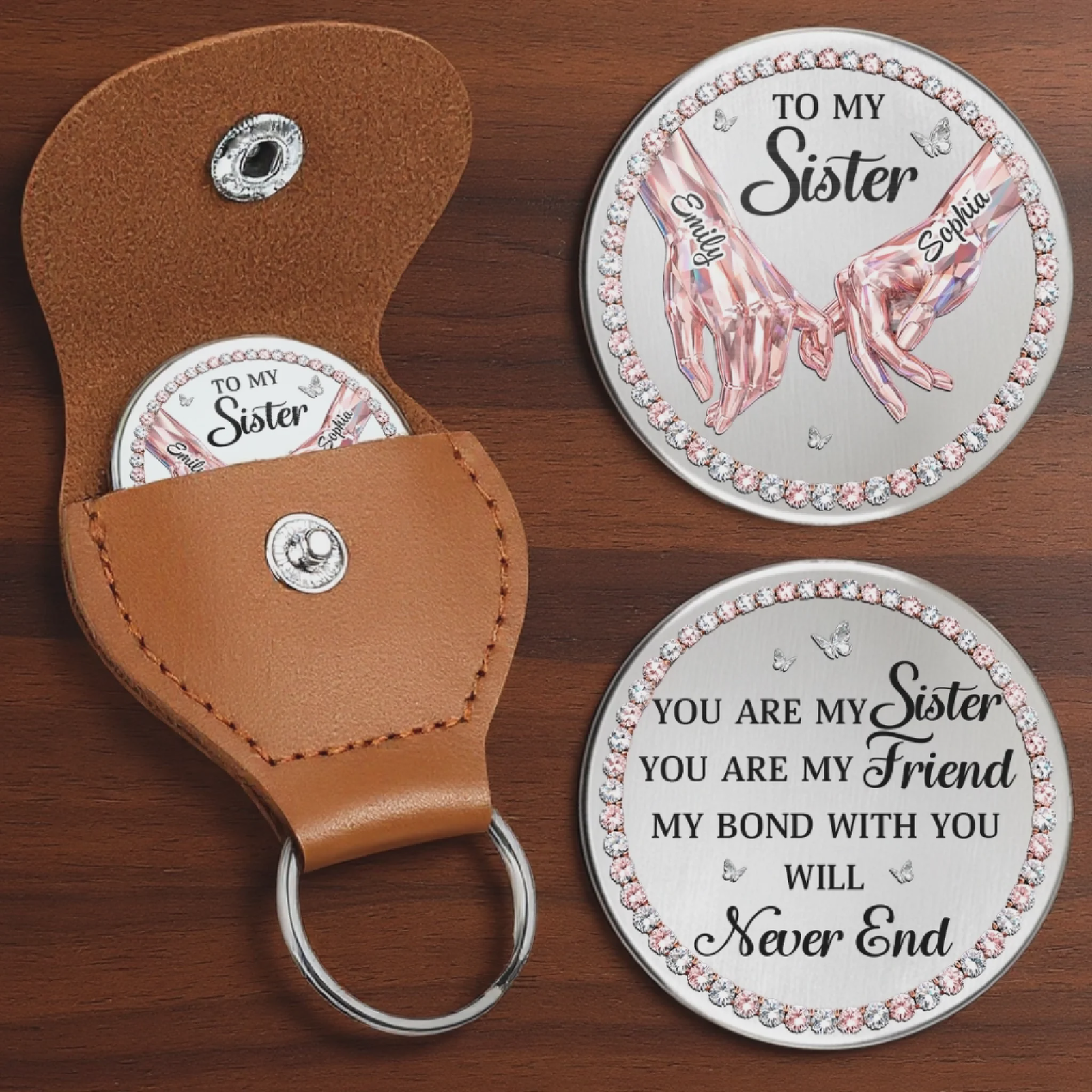 Custom Pocket Hug - Personalized Best Friend Birthday Gifts - Sisters Always Stand Together