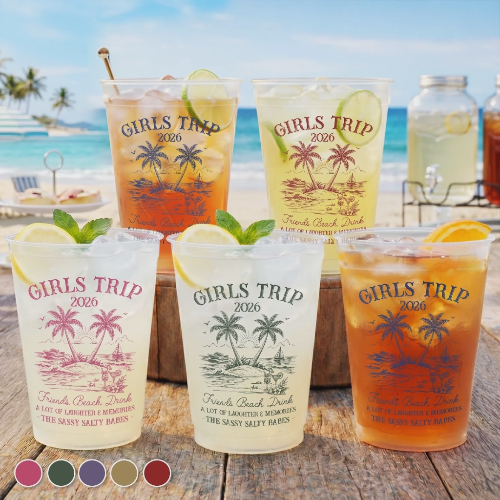 Personalized Summer Party Cups – "Hello Summer Vibes" – Gift For Best Friends & Family