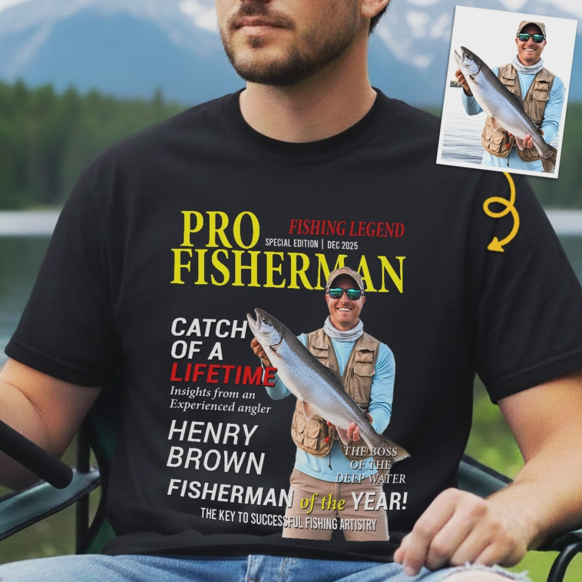 Custom Photo T-shirt, Personalized Birthday Fishing Gifts For Fisherman - Living The Reel Dream