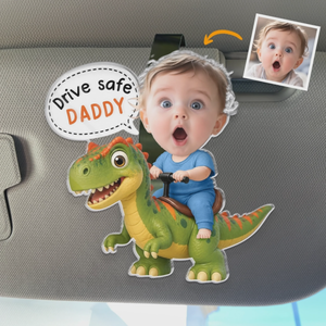 Custom Photo Acrylic Car Visor Clip - Personalized Father's Day Gifts For Dad, Grandpa - Drive Safe Super Dad