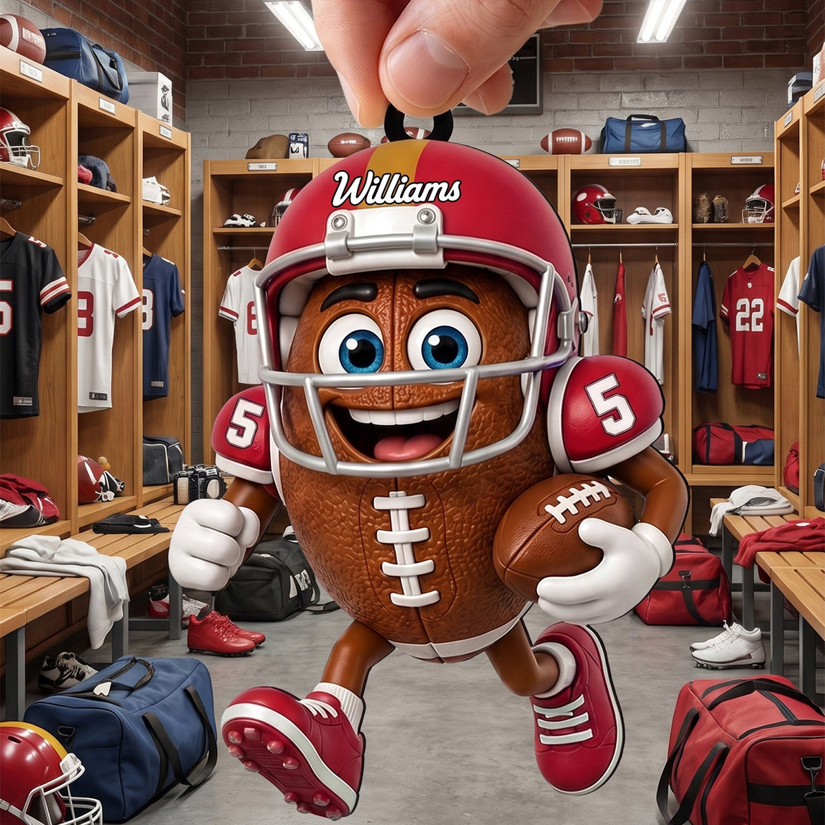 Personalized Cute American Football Mascot Acrylic Hanging Ornament – Gift For American Football Fans