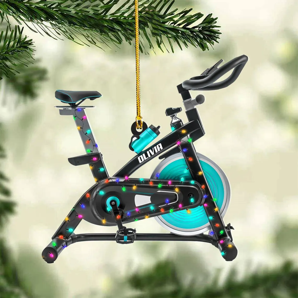 Custom Fitness Bike Christmas Ornament, Spin Bike Ornament