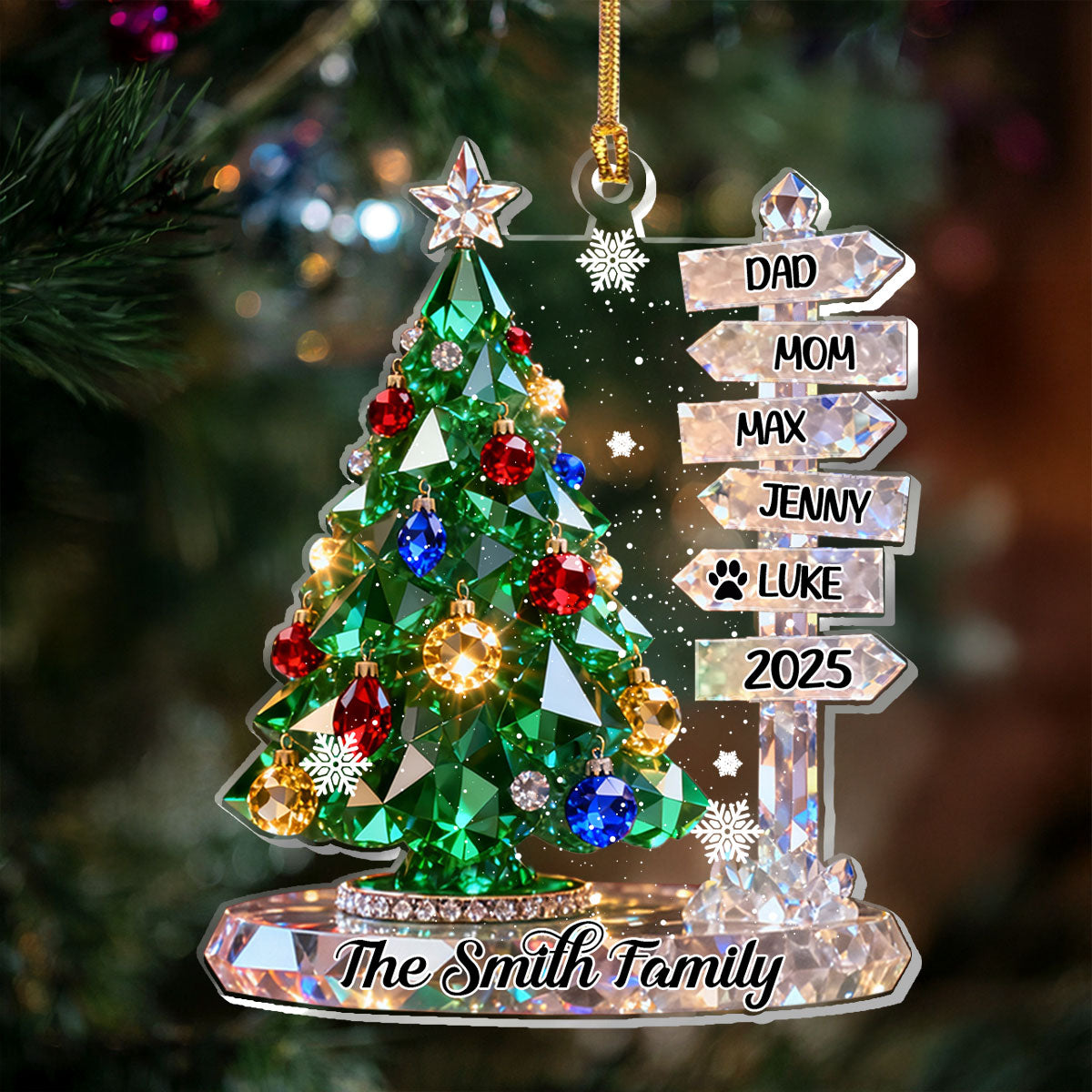 Family Signpost Custom Name - Personalized 1-Layer Acrylic Ornament