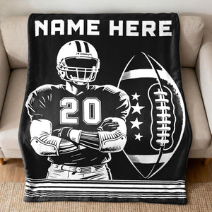 Personalized Football Player Blanket Gifts for Football Lovers, Coaches,Fans, Men