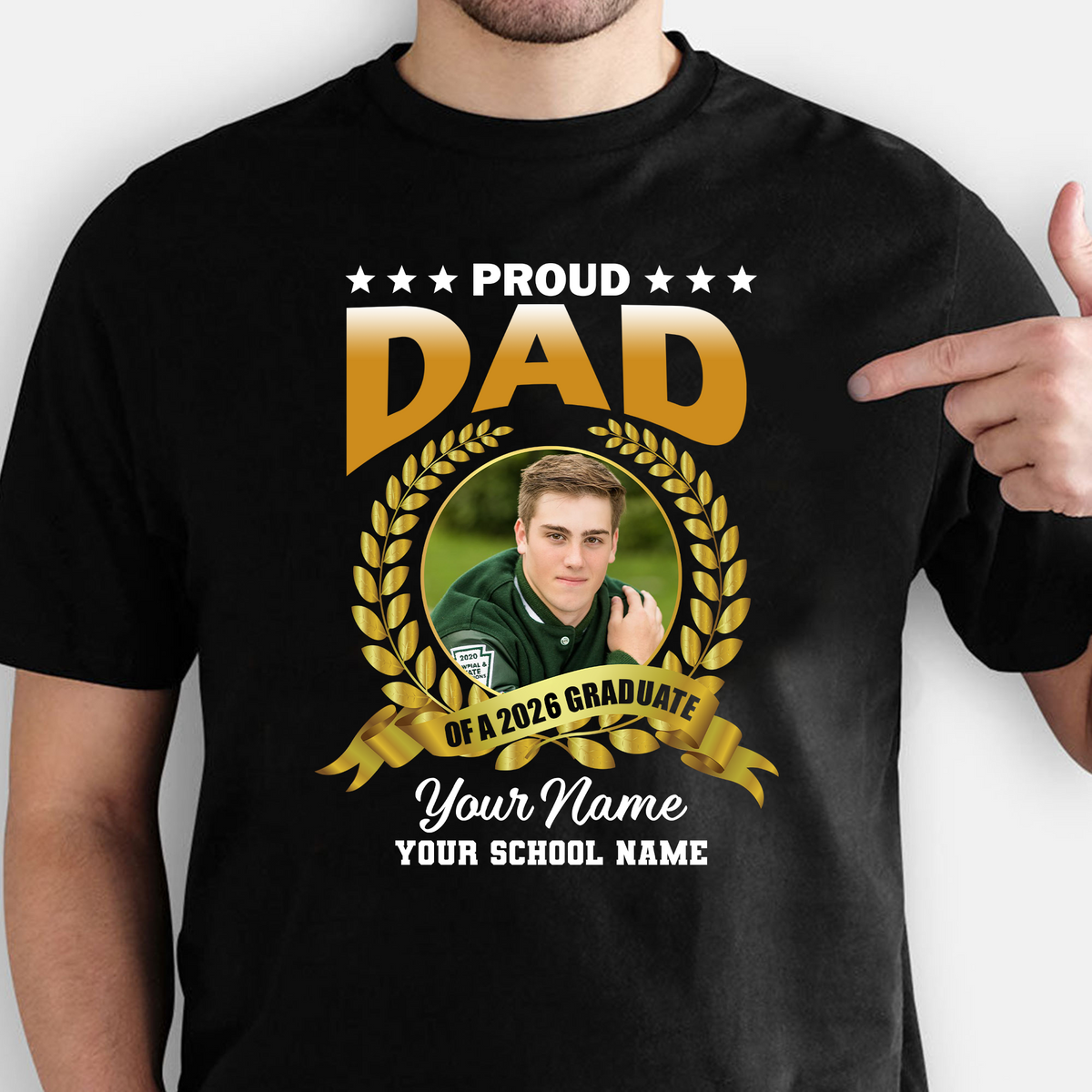 Proud Dad Of A Graduate Personalized Graduation T-Shirt Gift for Grandma, Mom, Dad, Friends