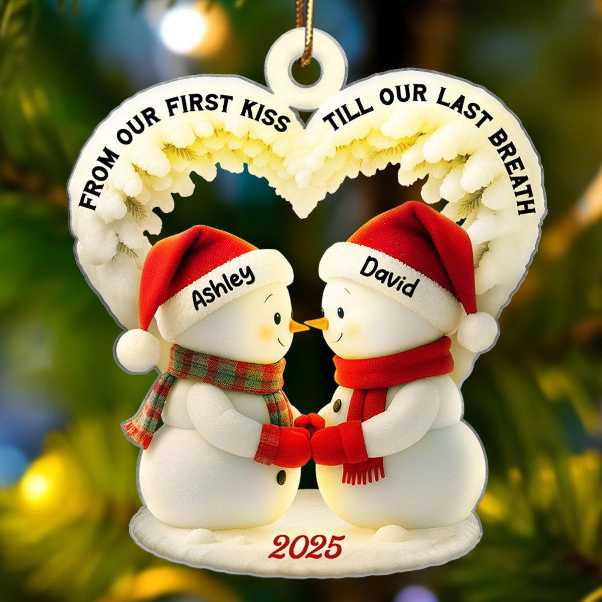From Our First Kiss Till Our Last Breath - Snowmen Couple Personalized Acrylic Ornament