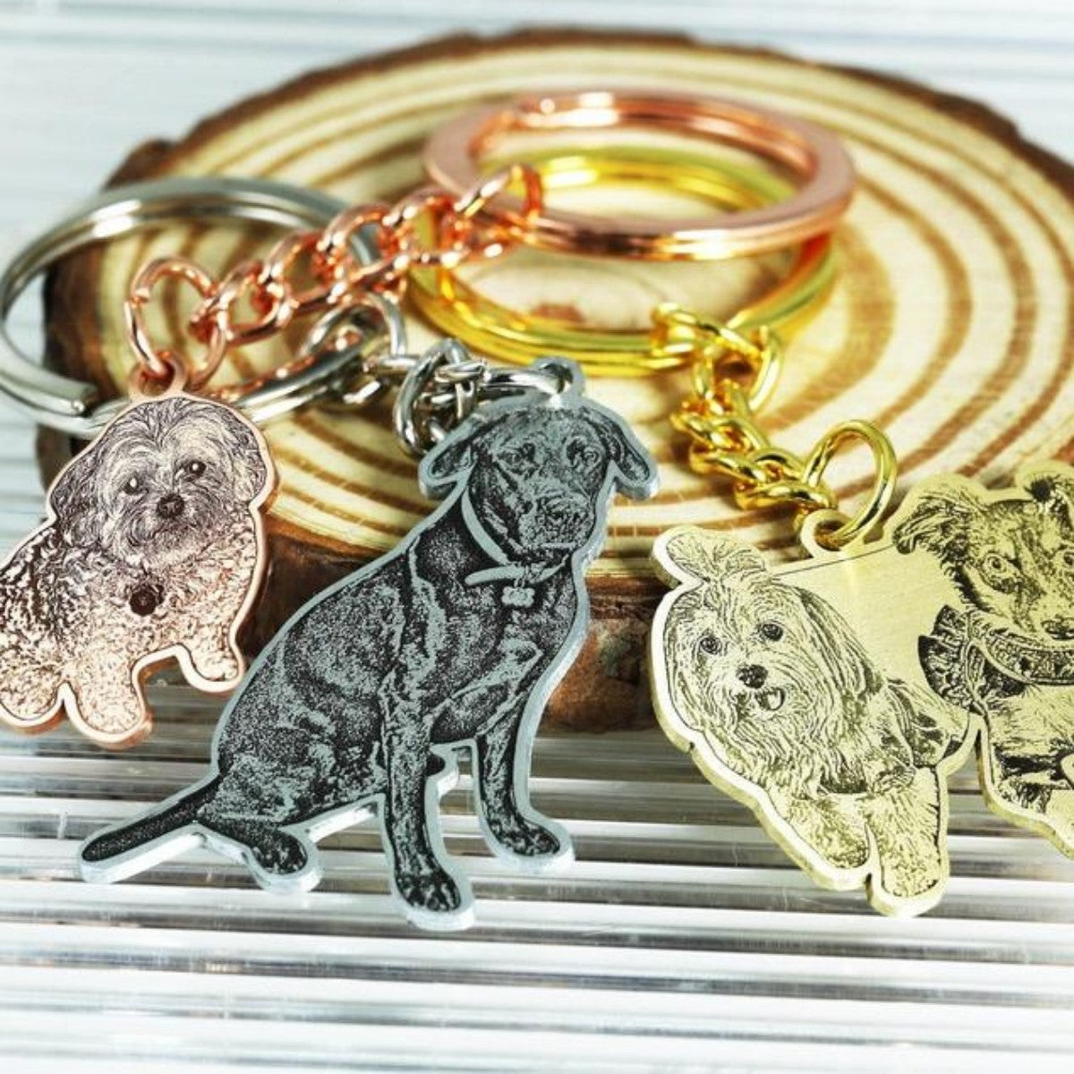 Personalized Engraved Pet Portrait KeyChain Memorial Gift