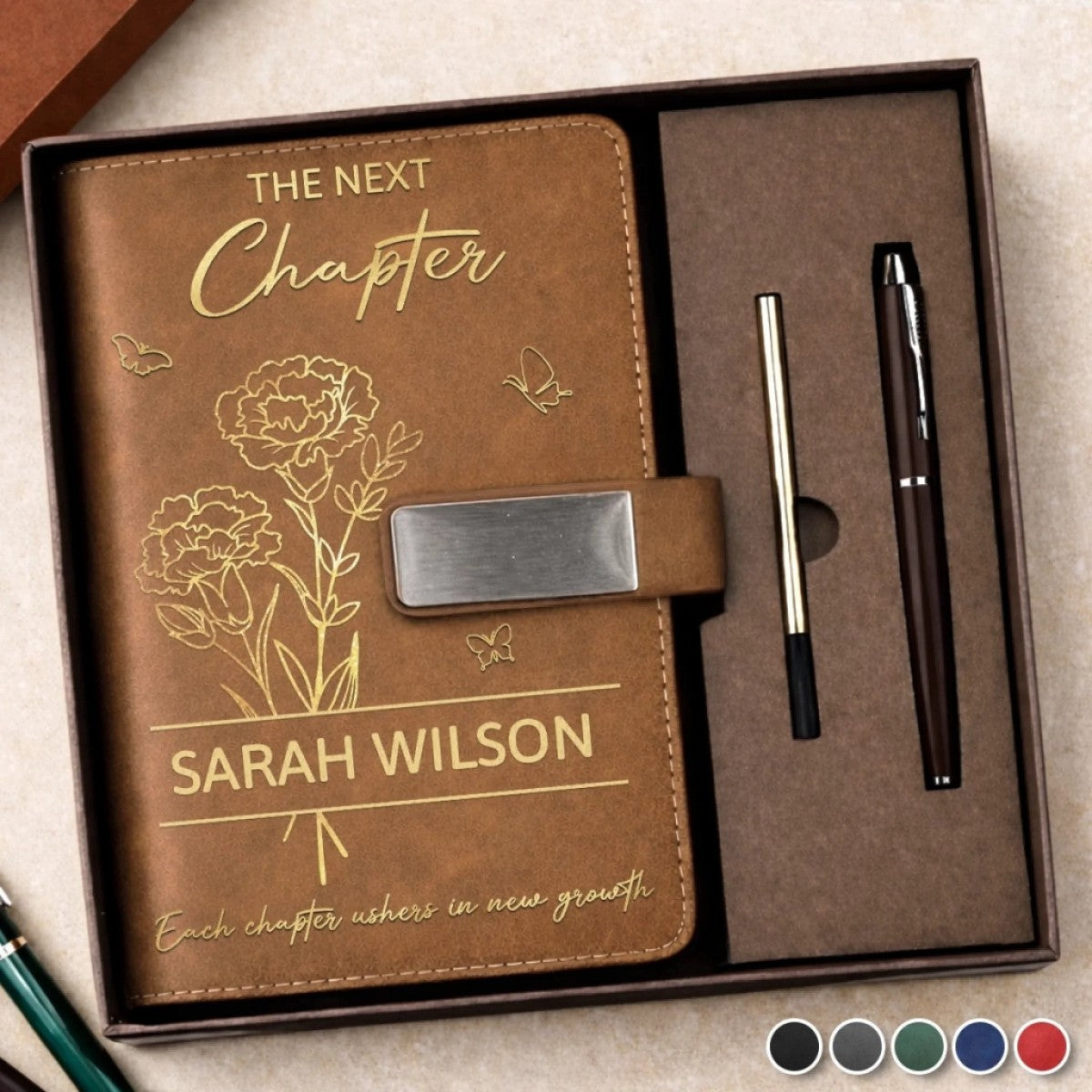 The Next Chapter Custom Birth Month Flower Personalized Notebook Set