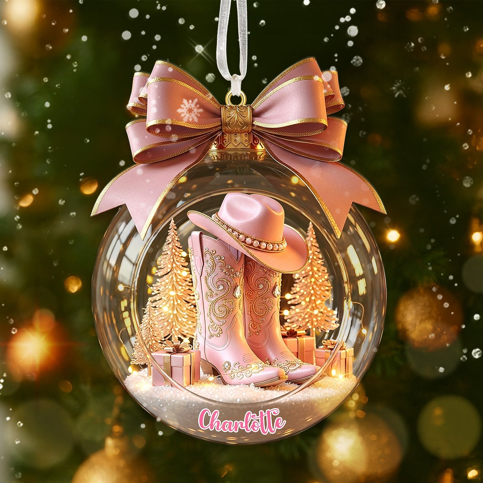 Cowgirl Boots Ornament - Personalized Christmas Gift For Cowgirl