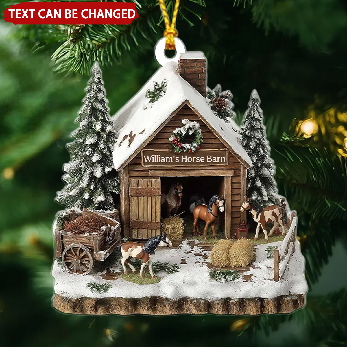 Dreamy Horse Barn Personalized Christmas Ornament Horse Lovers Gift