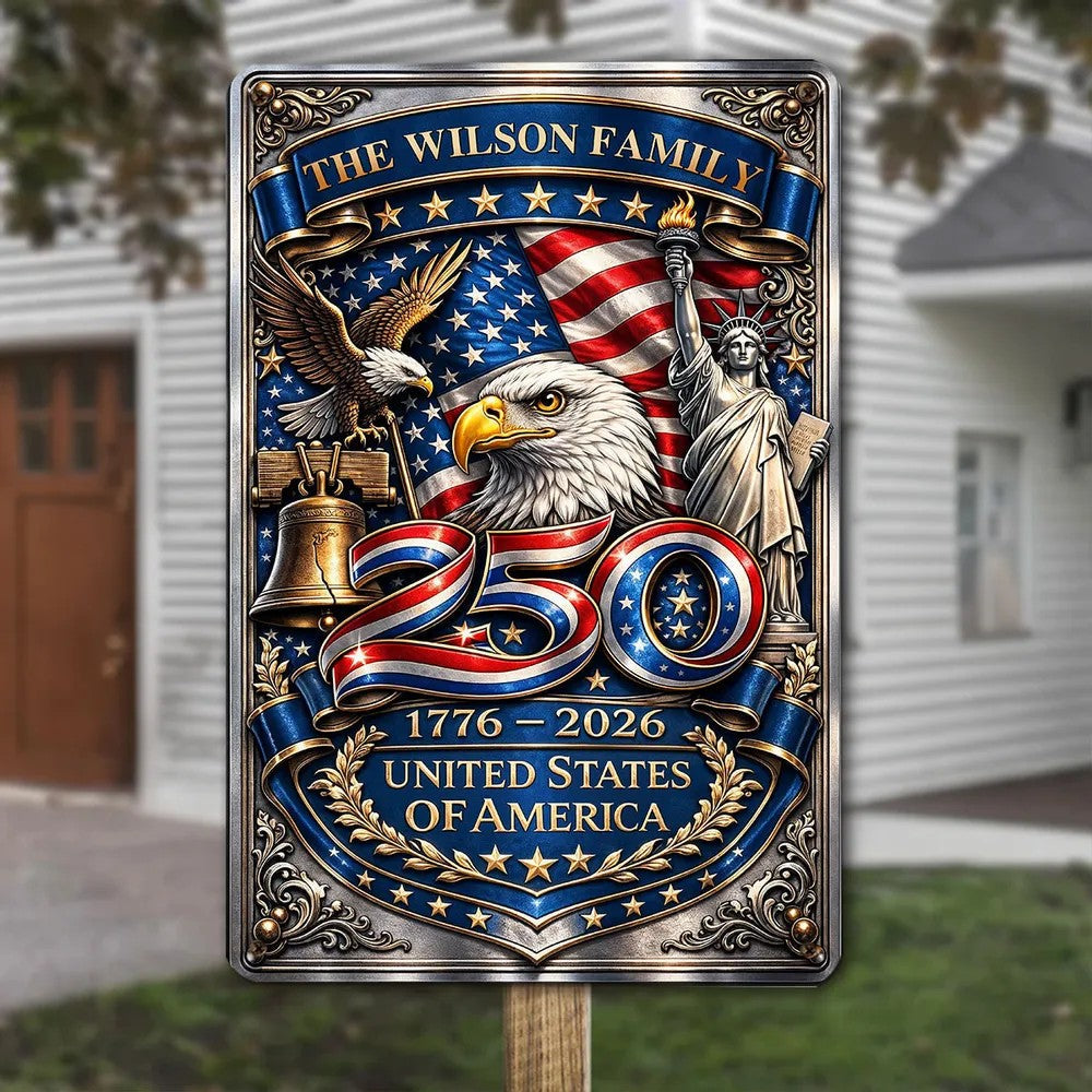 America 250th- Personalized Metal Sign, Custom Home Decor Metal Sign