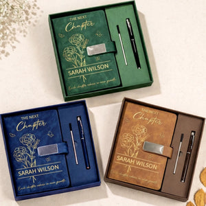 The Next Chapter Custom Birth Month Flower Personalized Notebook Set