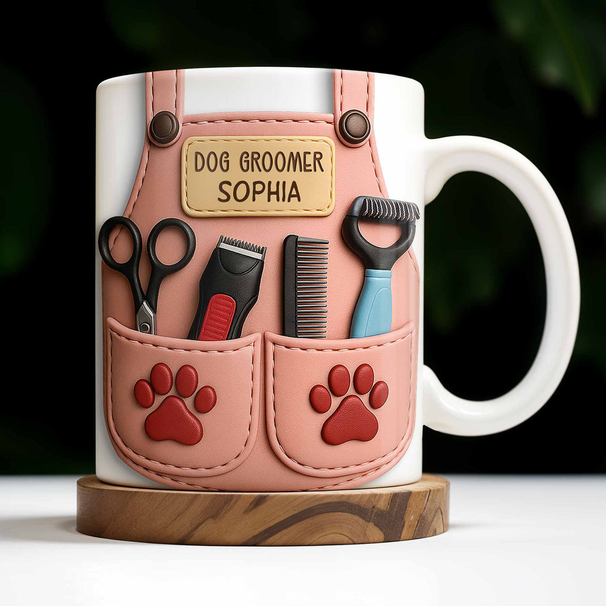 Personalized Dog Groomer, Scissors And Paw Prints Mug, Gift For Pet Care Professionals And Dog Lovers