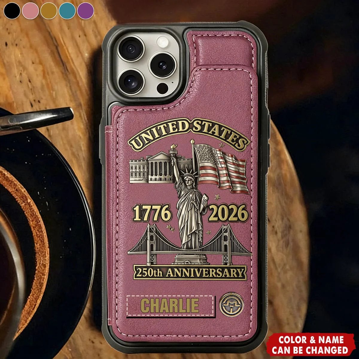American 250th Anniversary - Personalized Flip Wallet Phone Case