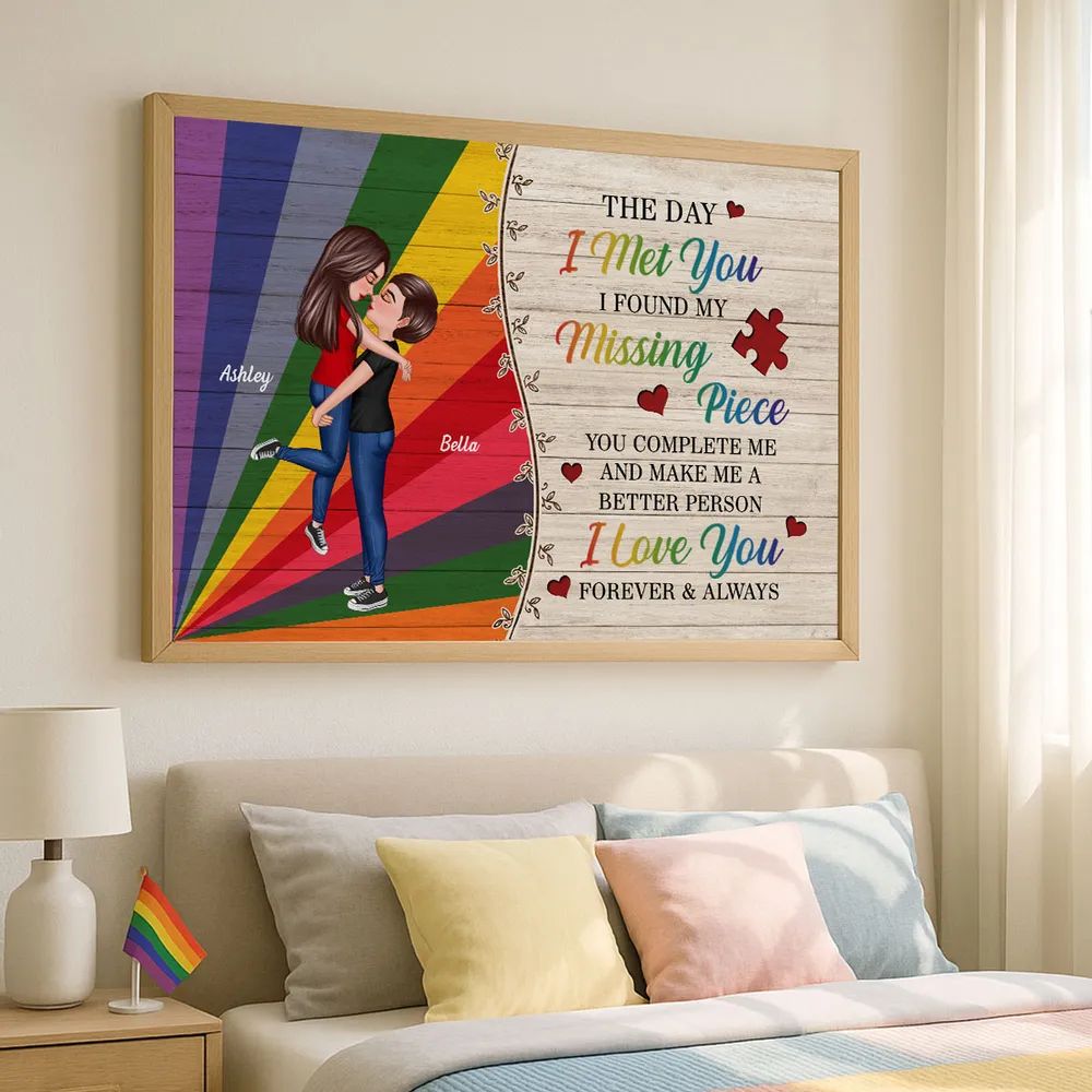 The Day I Met You Couple LGBT Personalized Poster, Pride Month Gift