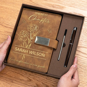 The Next Chapter Custom Birth Month Flower Personalized Notebook Set