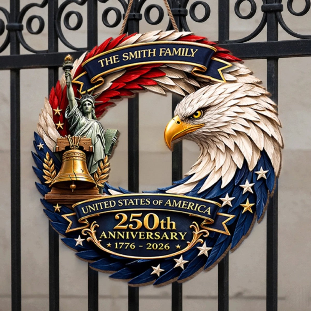 Custom Family Wood Sign Personalized America 250th Anniversary Gifts