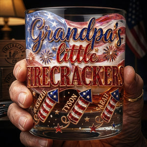 Firecrackers Drinking Whiskey Glass - Personalized Gifts For Grandpas