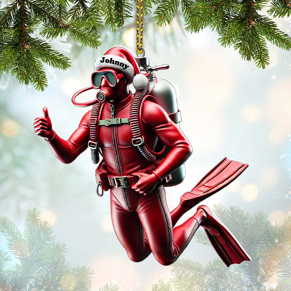 Custom Name Scuba Diving Ornament Personalized Ornament Christmas Gift for Diver