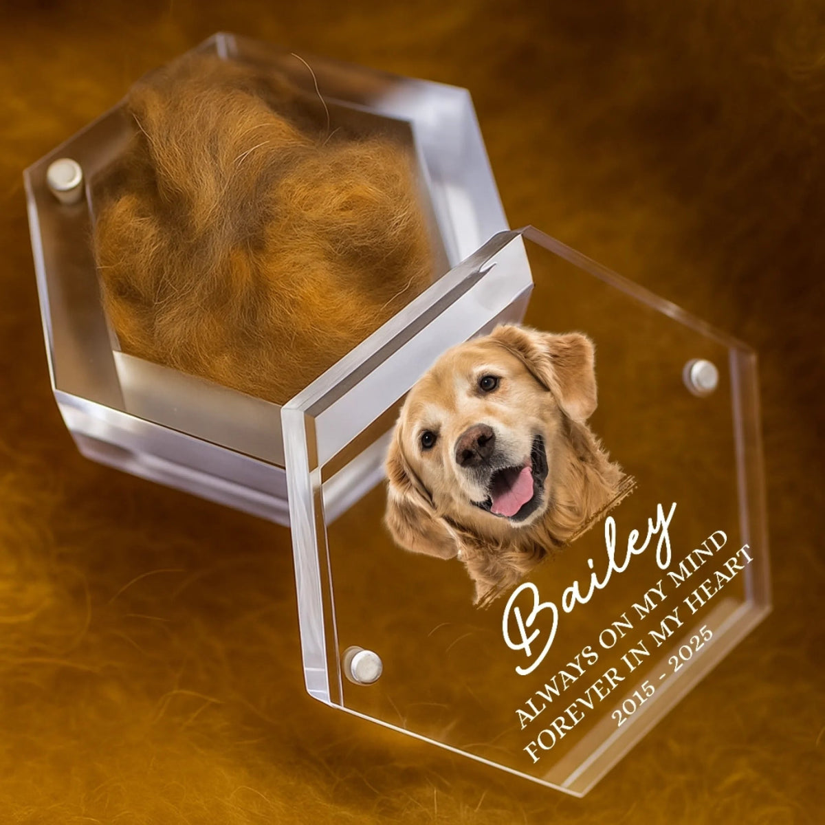 Custom Photo Pet Fur Keepsake - Personalized Pet Memorial Sympathy Gifts For Dogs, Cats, Loss Of Dog - Always In My Heart