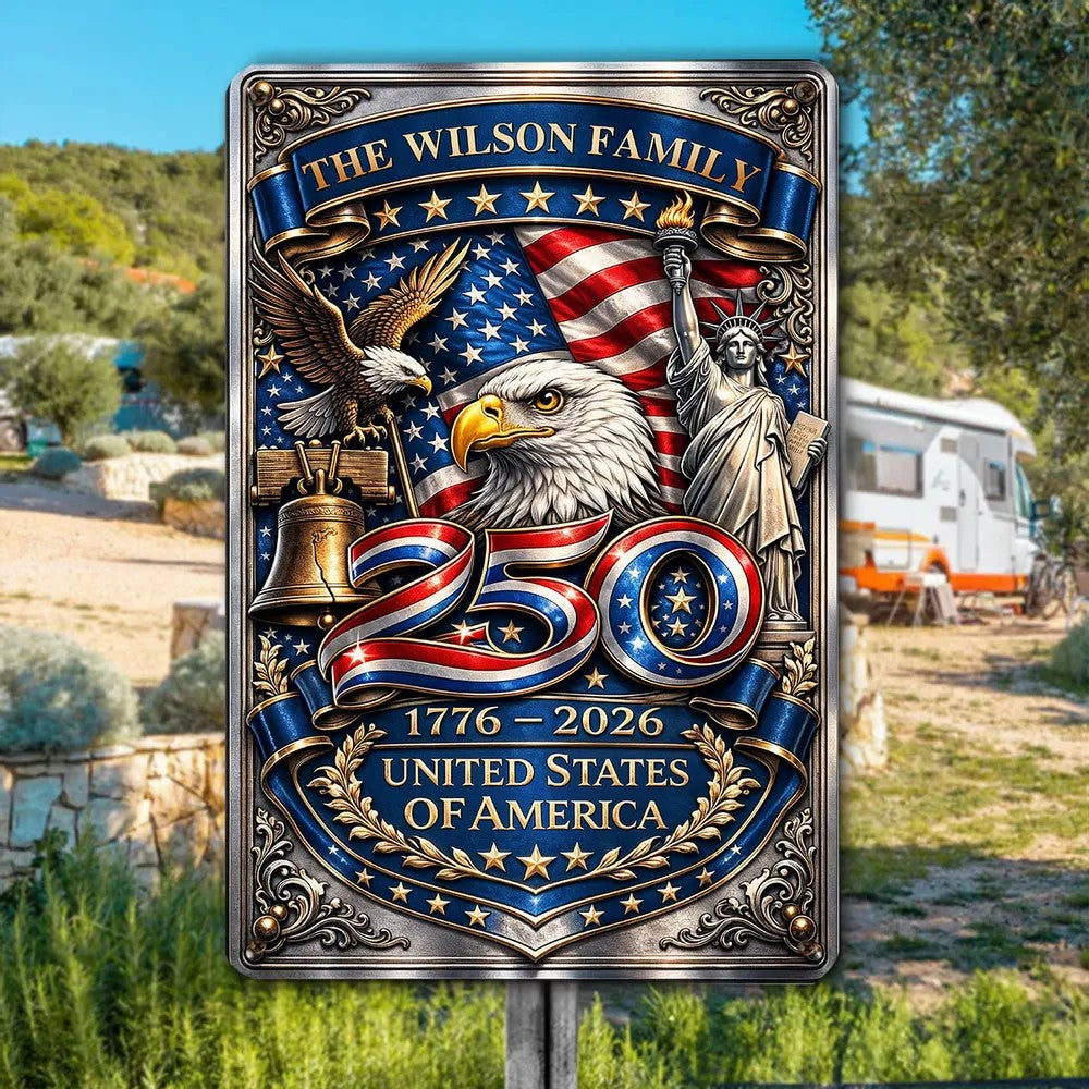 America 250th- Personalized Metal Sign, Custom Home Decor Metal Sign