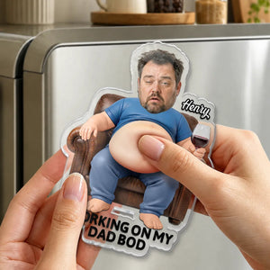 Custom Photo Poke Dad Bod Belly - Personalized Squishy Acrylic Fridge Magnet