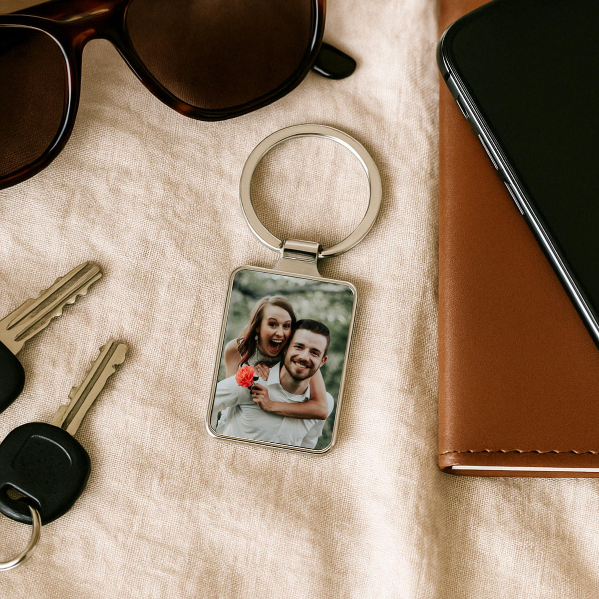 Personalized Photo Keychain Anniversary Gift, Unique Couples Gift
