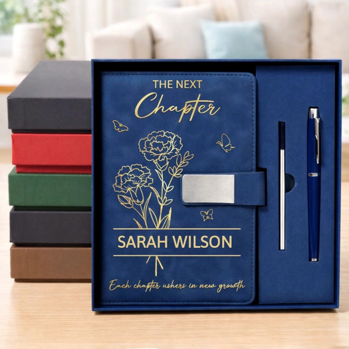 The Next Chapter Custom Birth Month Flower Personalized Notebook Set