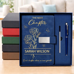 The Next Chapter Custom Birth Month Flower Personalized Notebook Set