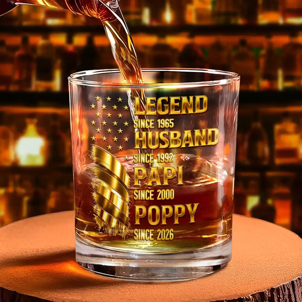Legend Husband Dad Grandpa - Personalized Whiskey Glass