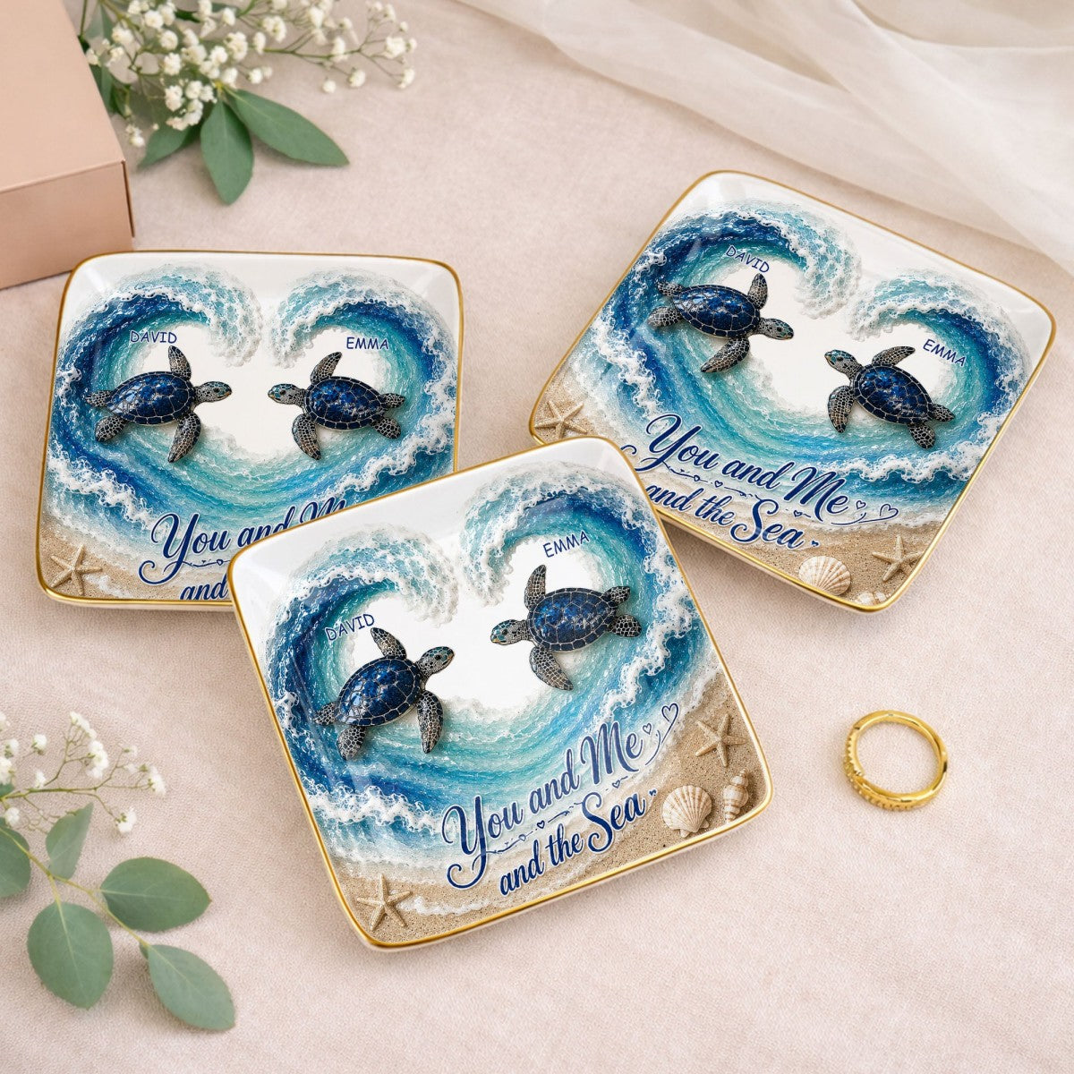 You And Me And The Sea Personalized Ceramic Dish
