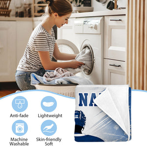 Custom Team Name, Player Name & Number Personalized Hockey Blanket Gift for Hockey Lovers