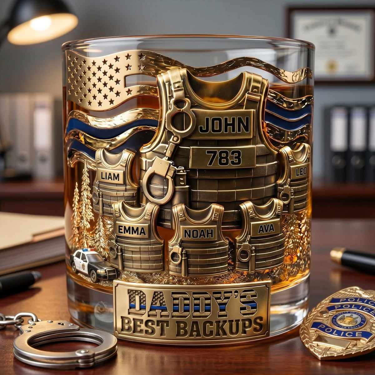 Legendary Police Dad Whiskey Glass – Personalized Gifts For Police Officer