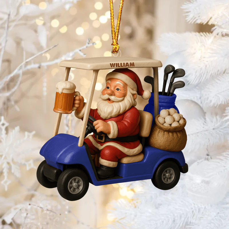 Love Beer And Golf Santa Christmas Ornament Personalized Ornament