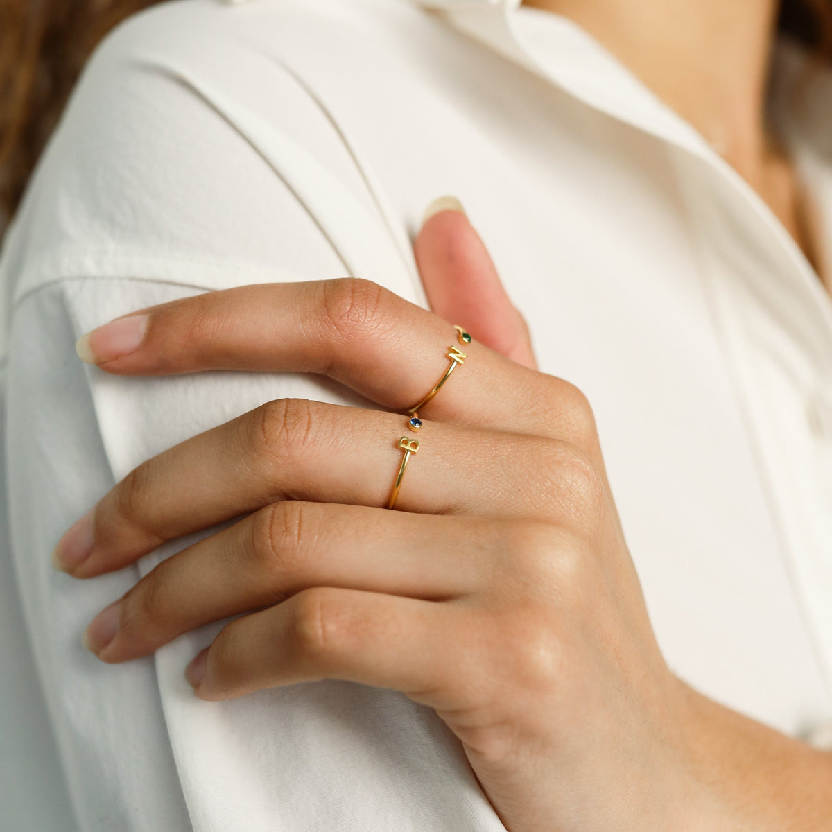 Personalized Initial Birthstone Ring,Dainty Ring for Women