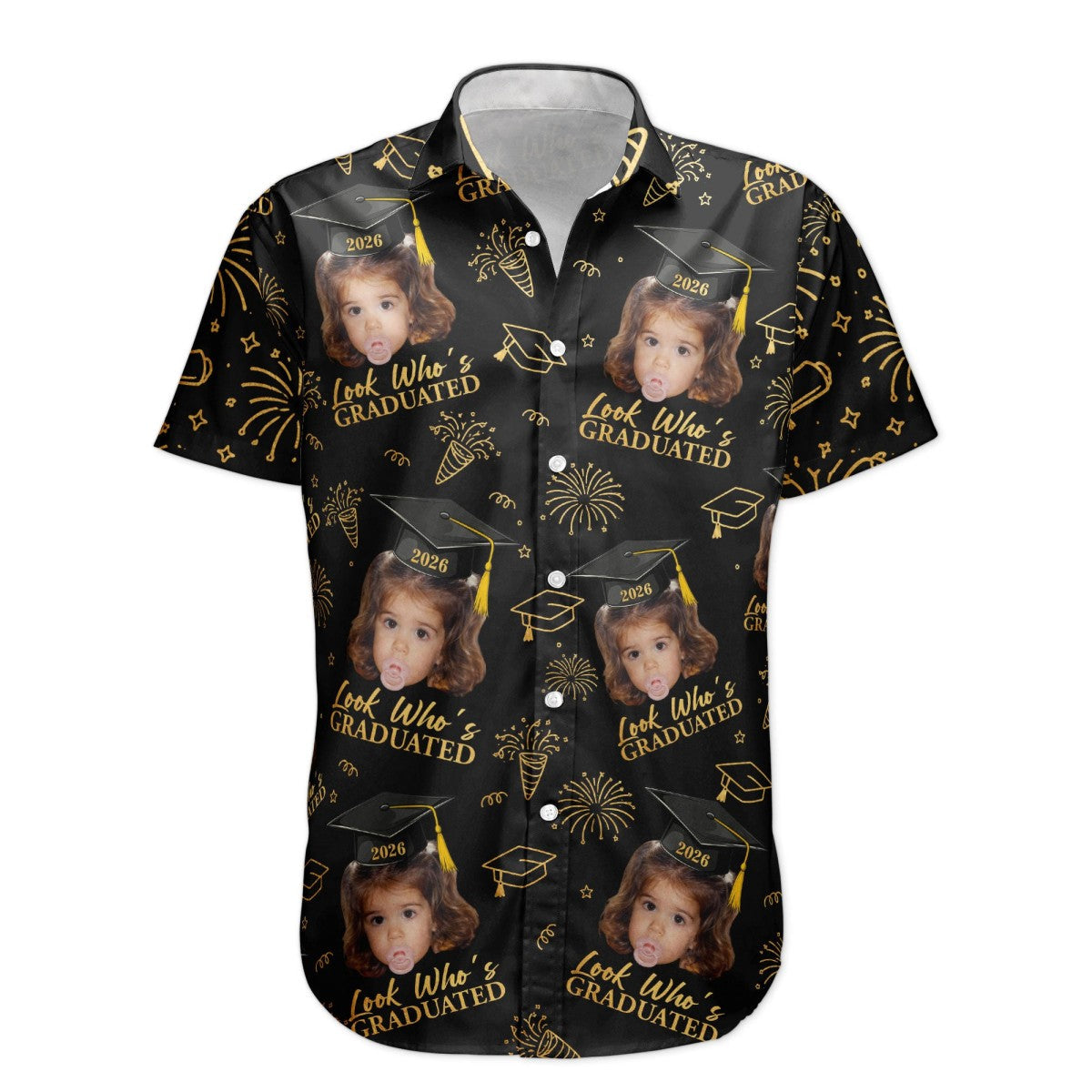 Vintage Childhood Themed Personalized Hawaiian Shirt - Graduation Matching Shirt With Childhood Photo