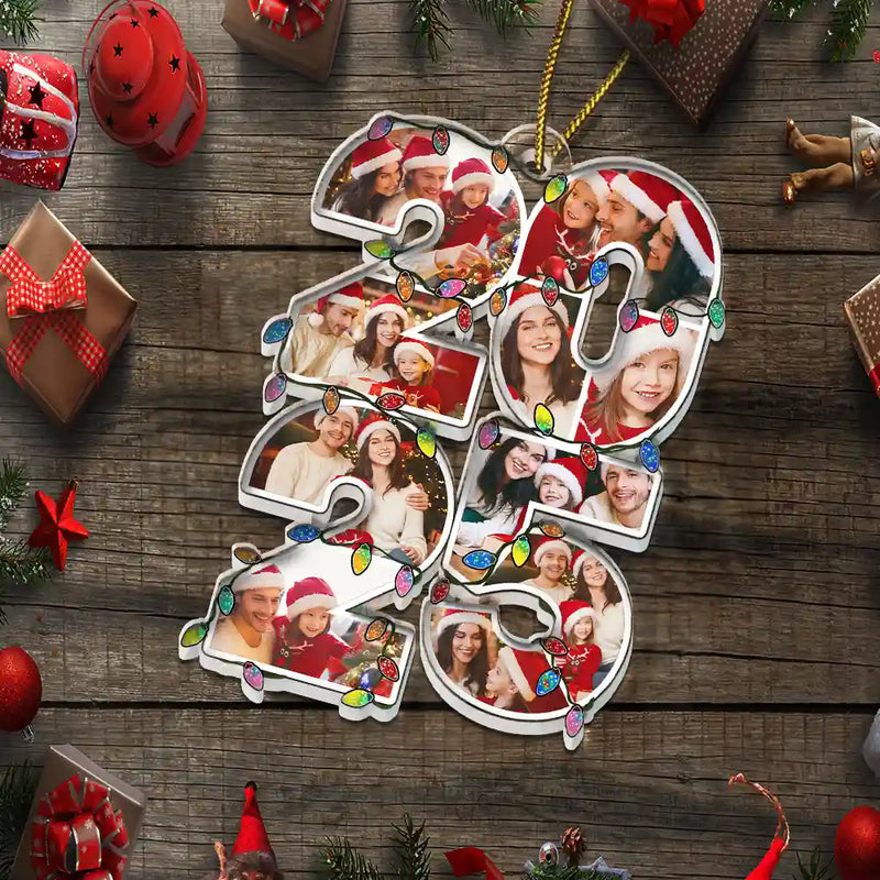 Custom Photo What A Year - Personalized Custom Shaped Acrylic Ornament