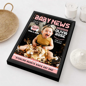 Personalized Baby News Magazine Cover Canvas, Birth Announcement Photo Gift, Personalized Newborn Wall Art