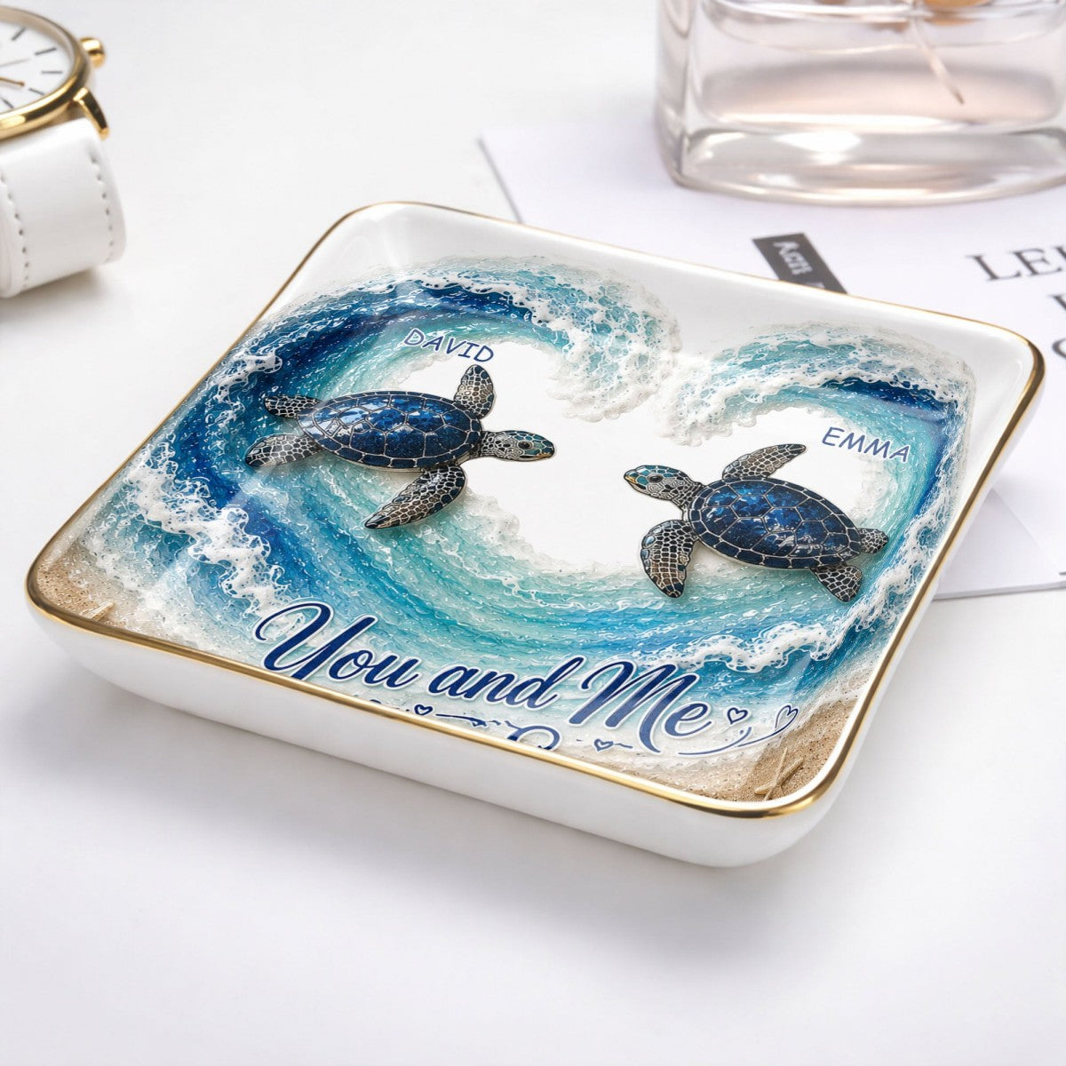 You And Me And The Sea Personalized Ceramic Dish