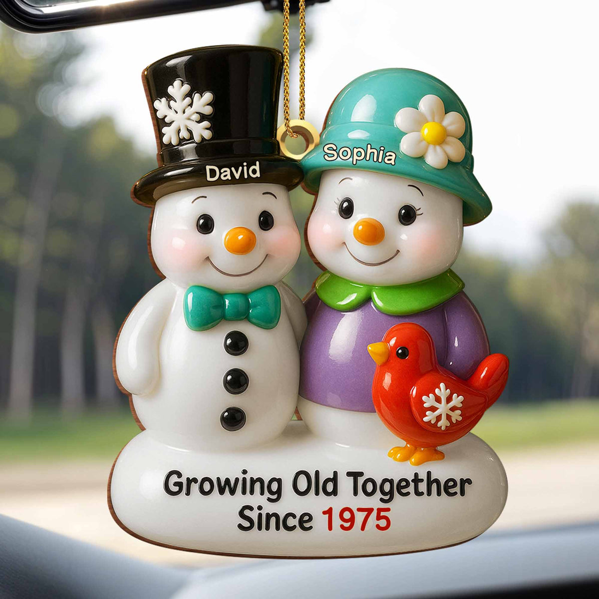 Growing Old Together Snowmen Ornament,Custom Wood Ornament,Gift For Couples